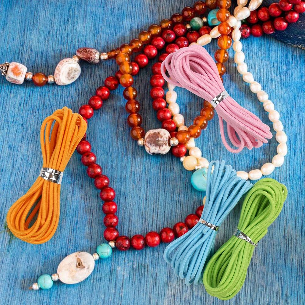 32 Yards 2mm Elastic Band Cord Bracelet String Rubber Rope 5 Colors 6.6ft/pcs for Bracelet,Beading,Jewelry Making by CCINEE - Image 6