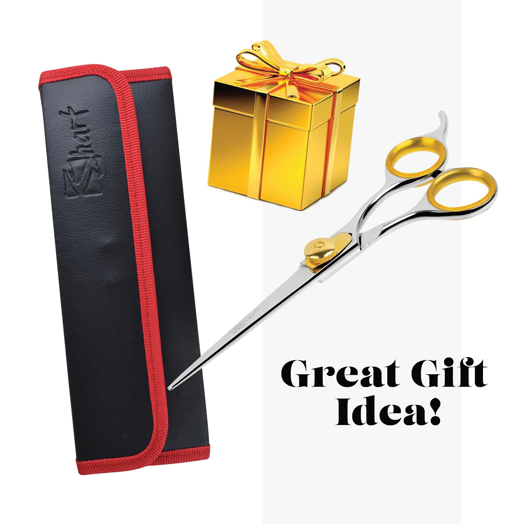 SHARF Gold Touch Tijeras de Peluquería Mascotas Cuchillas Rectas Acero Inoxidable 19 cm