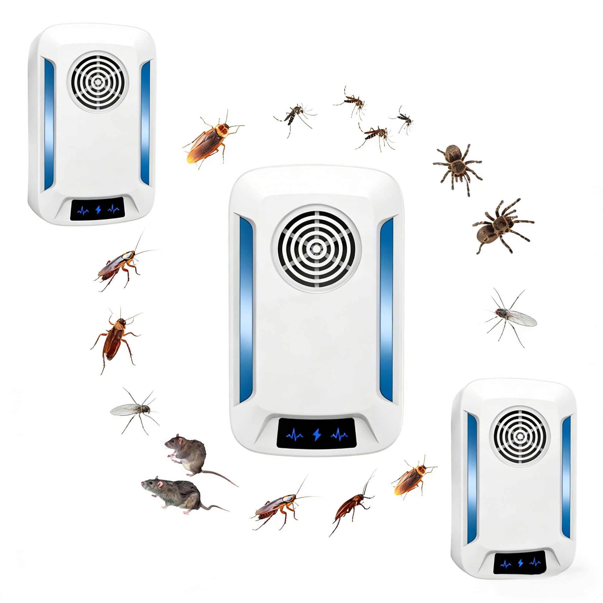 Ultrason Anti Moustique, 2 Pack Répulsif Ultrason Anti-Rongeurs Insectes, Intérieur Répulsif Efficace - Plug & Play, Fonctionnement Silencieux pour Chambre à Coucher, Salon et Bureau-100% Inoffensif