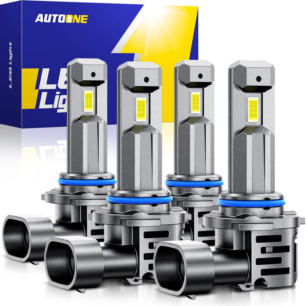 AUTOONE 9005/HB3 9006/HB4 LED Light Bulbs, No Flicker 1600% Brighter Longer Lifespan 4PCS