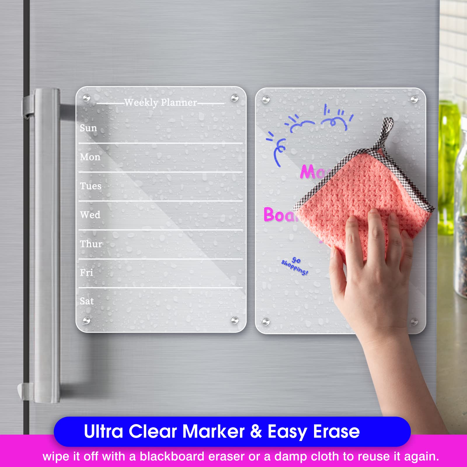 Lot De 2 Calendriers Magnétiques En Acrylique Pour Réfrigérateur, 43,2 X 30,5 Cm, Tableaux