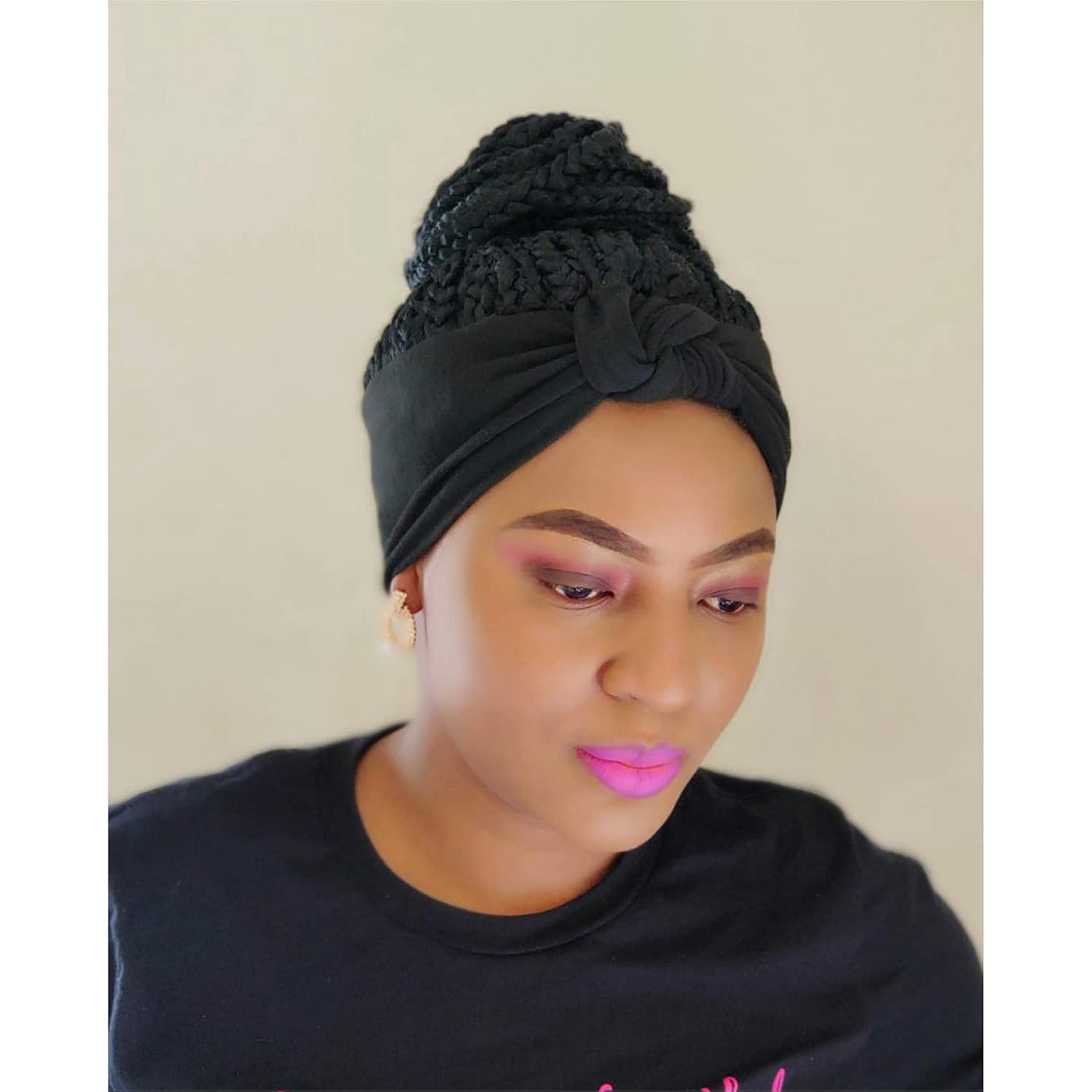 2in1 braided wig fusion wig curly wig for black women headband wig headwrap braided wig (2in1 braided wig color 1)