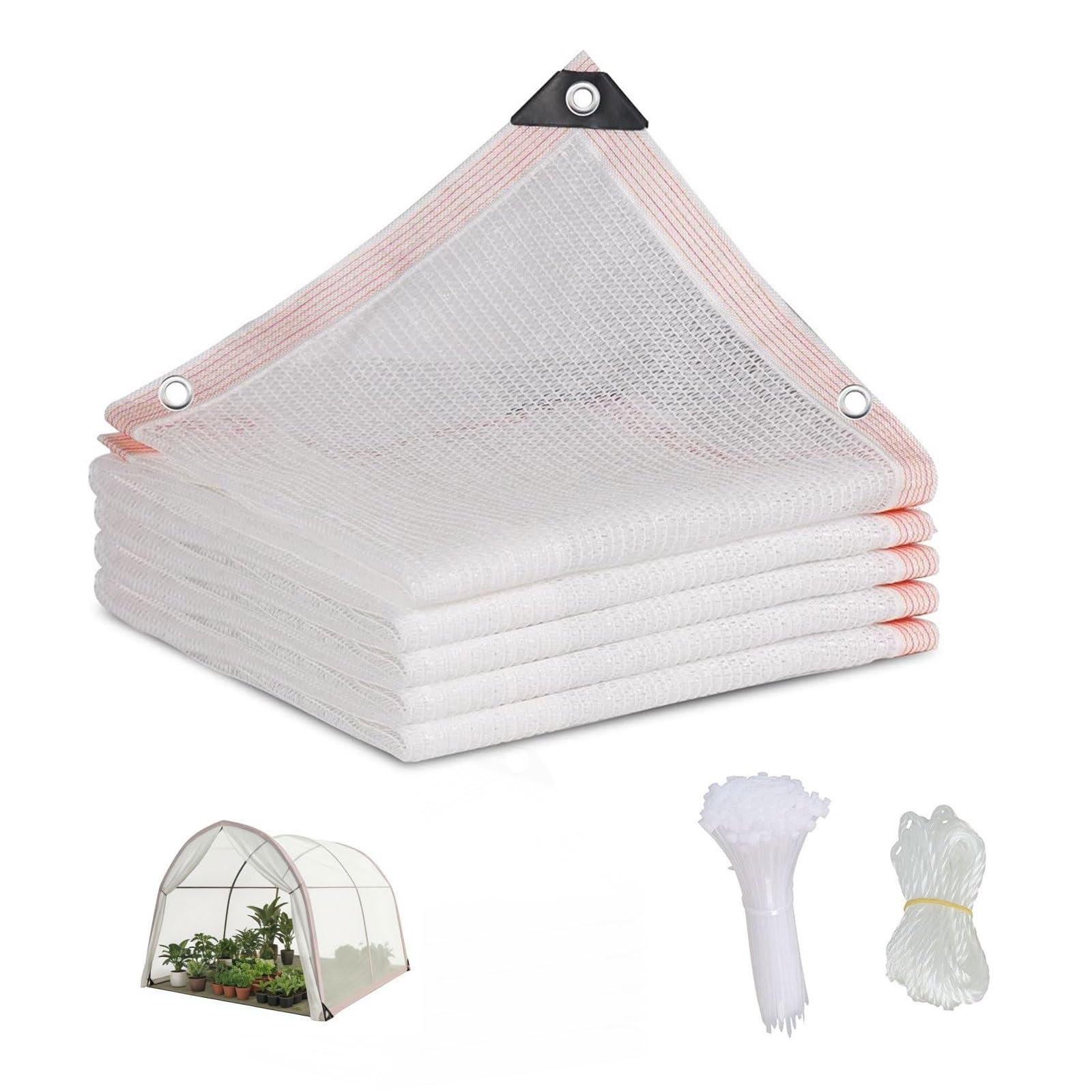 Bianco Telo Ombreggiante Esterno h 1m-10m 50% Rete Ombreggiante con Occhielli Traspirante Vela da Sole per Orto Balcone Giardino Piante Resistente ai Raggi Uv Parasole Rete Antigrandine(6x4m)