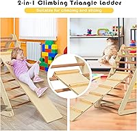 Vista 8 de HONEY JOY Escalador triangular con rampa, juego de triángulos de escalada 2 en 1 para interiores con escalera y tobogán, juguetes de escalada