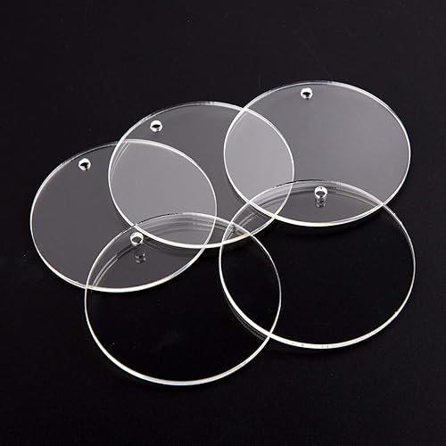 Miniatura 7 de KONUNUS 20 llaveros de acrílico transparente de 3.0in con agujero, disco acrílico duradero perfecto para manualidades (grosor de 0.2in).