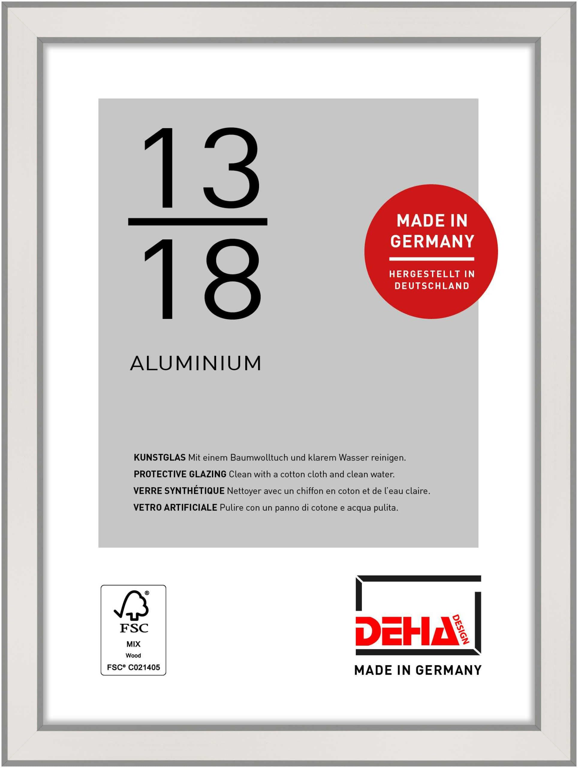 Deha Design Polished Silver Boston Aluminium Picture Frame - 13X18 cm (5X7 in) – Silver - With Synthetic Glass And Push/Turn Clips