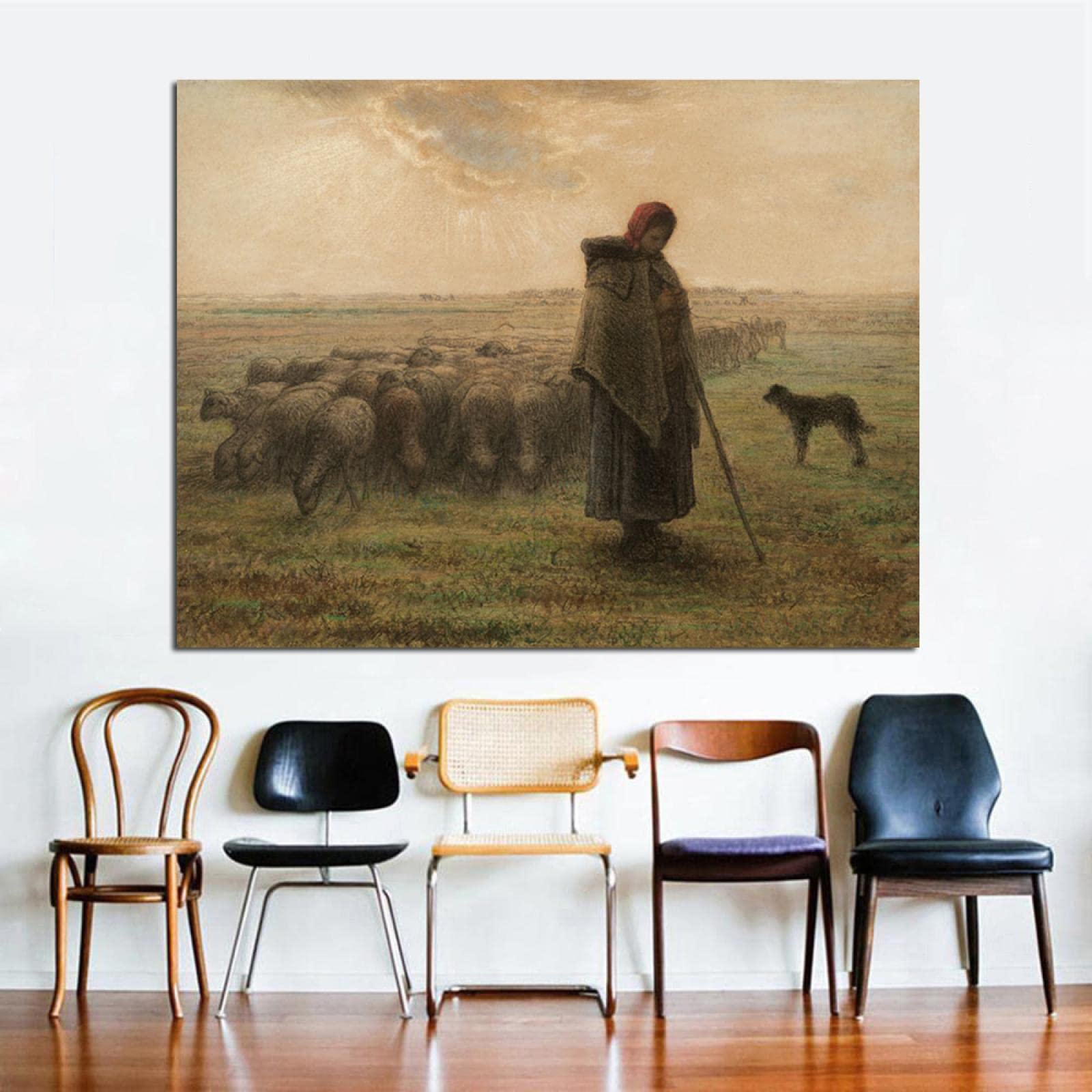 Amazon.co.jp: ジャン=フランソワミレーの有名な絵画の複製「羊飼いの