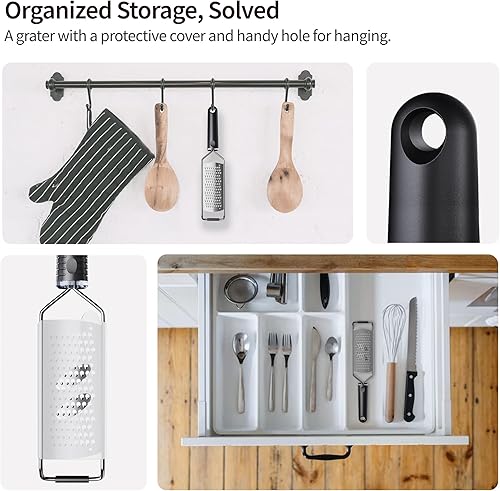 Miniatura 3 de Rallador grueso con antideslizante de mano, 2.56 pulgadas de ancho x 12.36 pulgadas de largo, negro