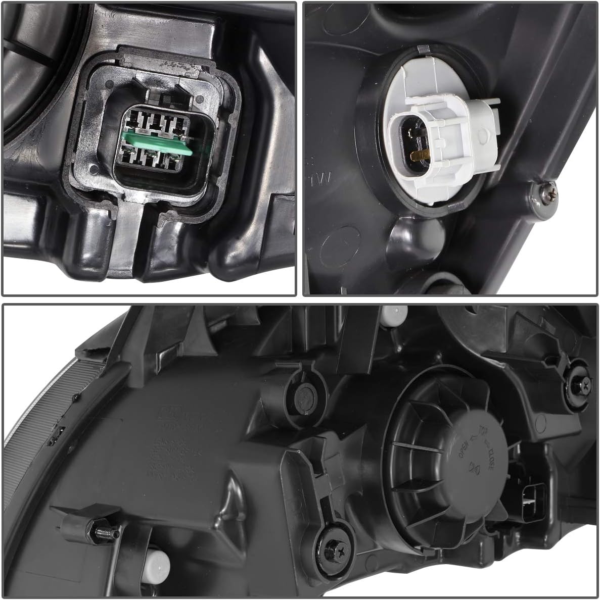 Auto Dynasty Factory Style Halogen Headlights Assembly Compatible with Rio Rio5 2006-2008, Driver and Passenger Side, Black Housing Clear Corner