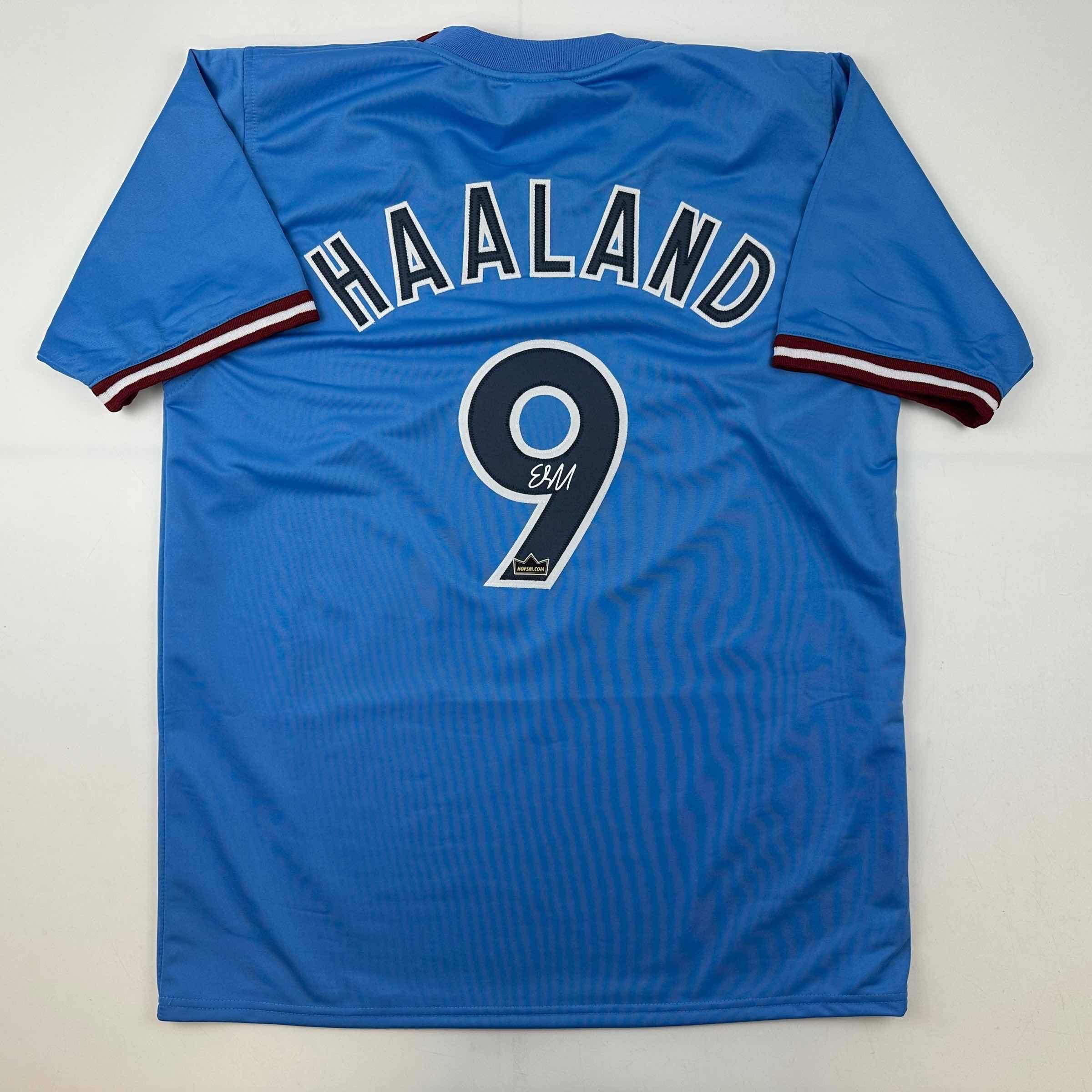 Facsimile Autographed Erling Haaland Manchester City Blue Reprint