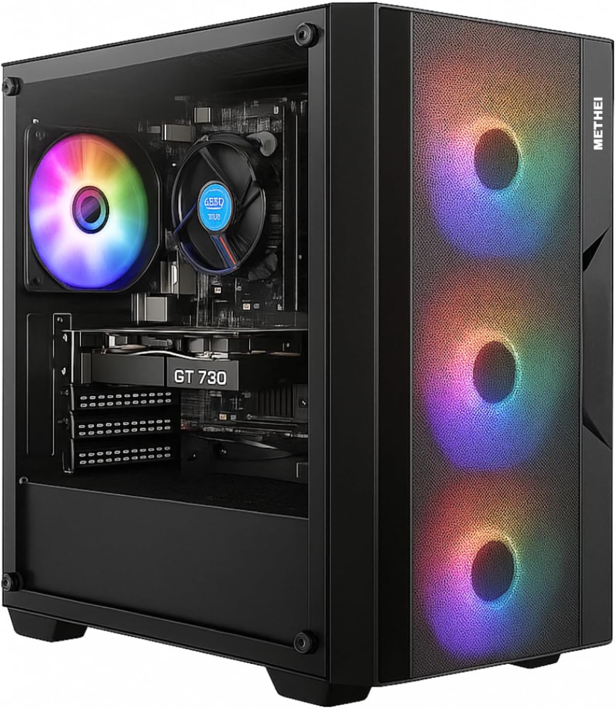METHEI Gaming Desktop Computer, (Core i7-3770 3.4 GHz // 16 GB DDR3 RAM // 512 GB SSD // GT 730 4 GB Graphics // RGB Cabinet // Windows 10)