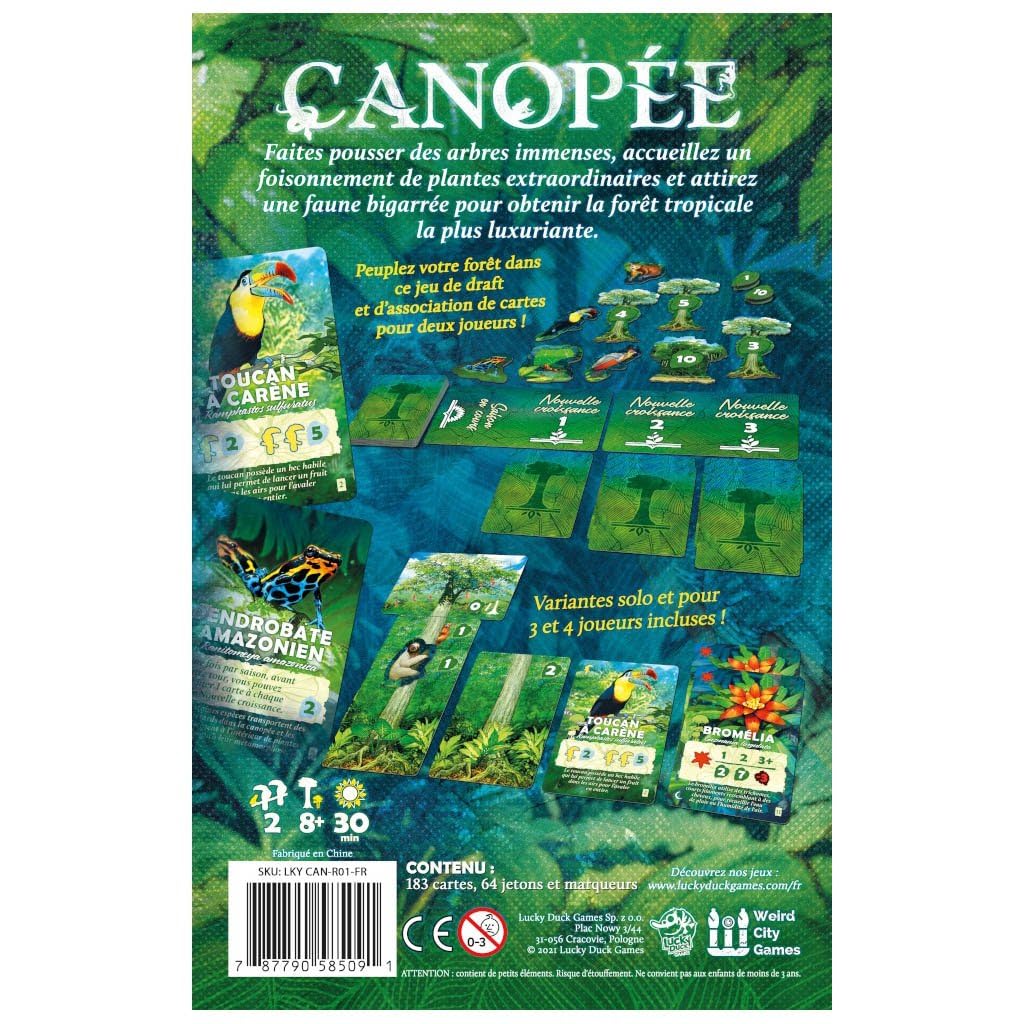 LUCKY DUCK GAMES Canopée - Jeu de cartes pour deux joueurs - Boîte - Cartes, Jetons - Plastique - Moderne - Nature - Version française - Adulte - 18+