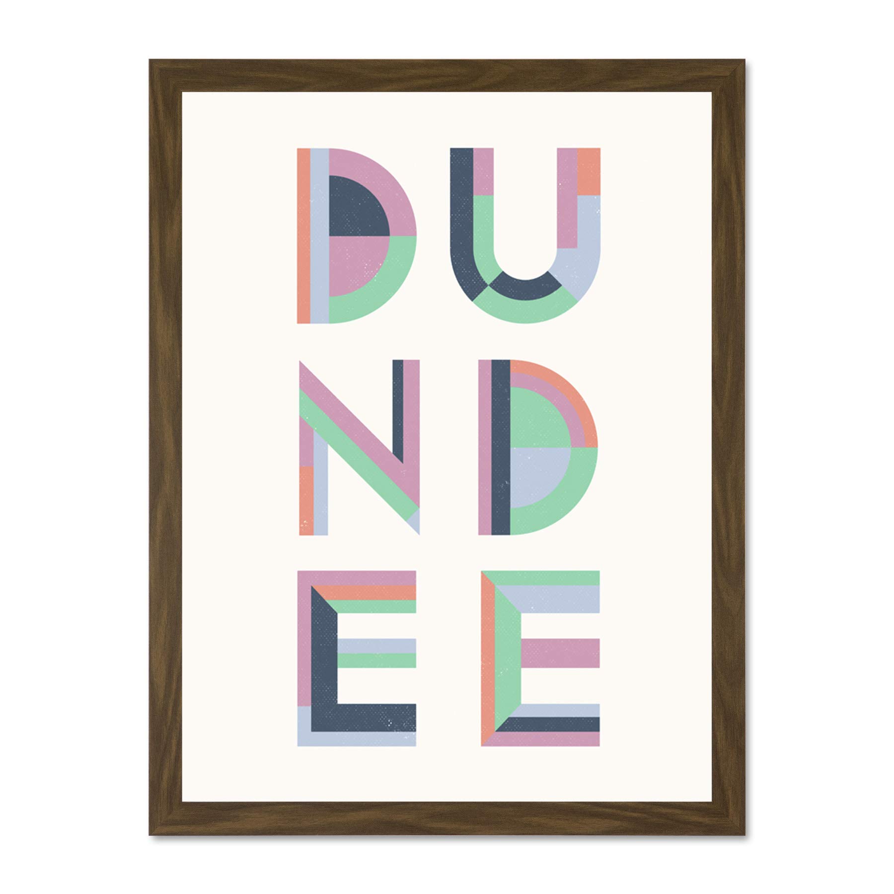 Wee Blue Coo Dundee Colourful Word Art 18x24 Large Framed Art Print Poster Wall Decor 18x24 inch