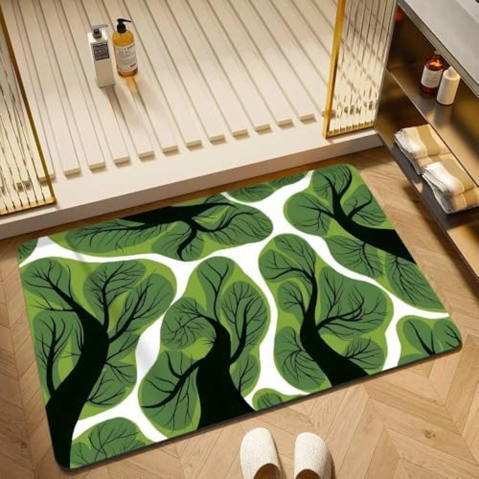 Tapis de salle de bain Green Tree 50x80 cm en pierre diatomite