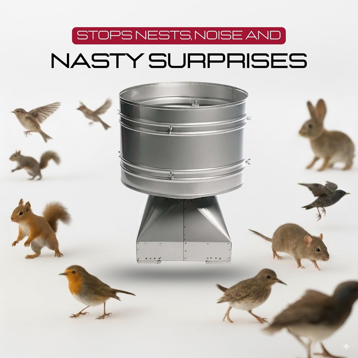 9 x 9 Hurricane Chimney Cap, Heavy-Duty Stainless Steel Windproof Cover for Single Flue Chimneys – Rain, Debris & Downdraft Protection – USA Made, Easy to Install