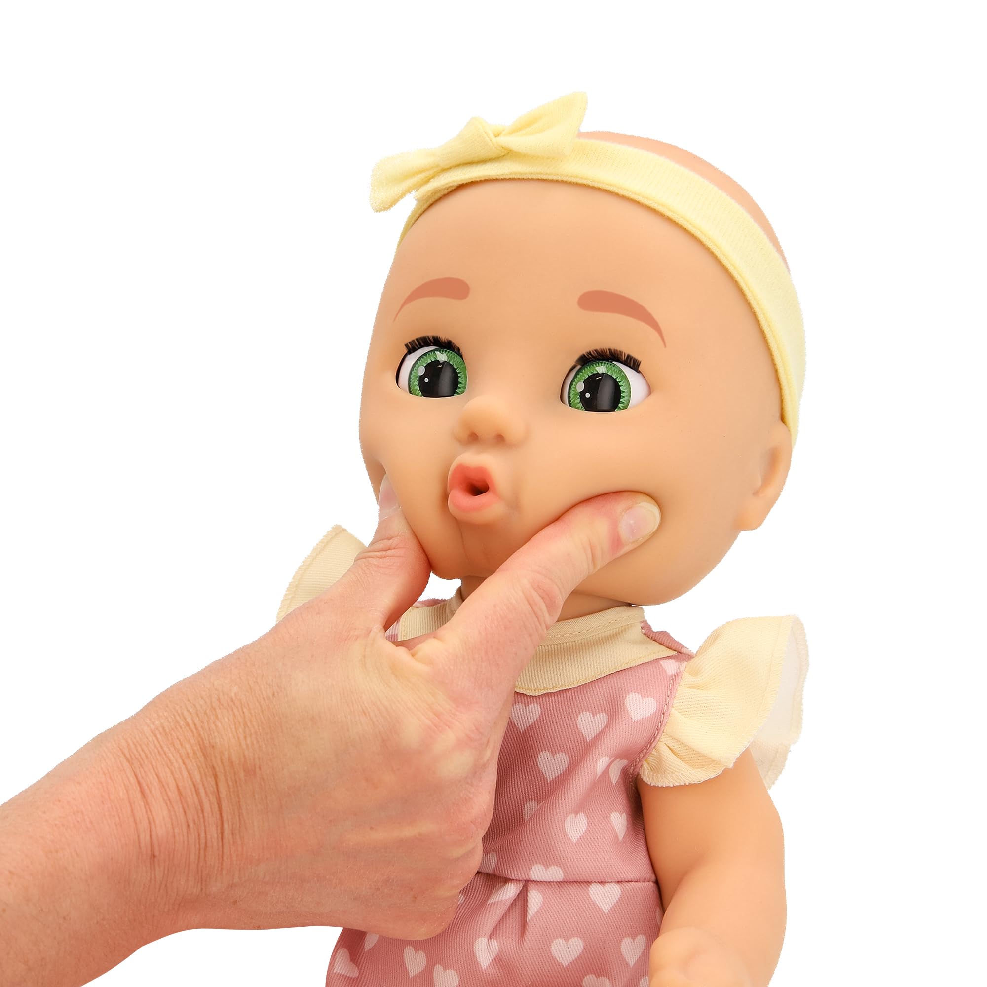 BE LOVED BABIES Gaby, lebensechte Puppe, weiche Haut und enthält einen Schnuller und eine Flasche, komplett beweglich, Spielzeug für Kinder ab 18 Monaten