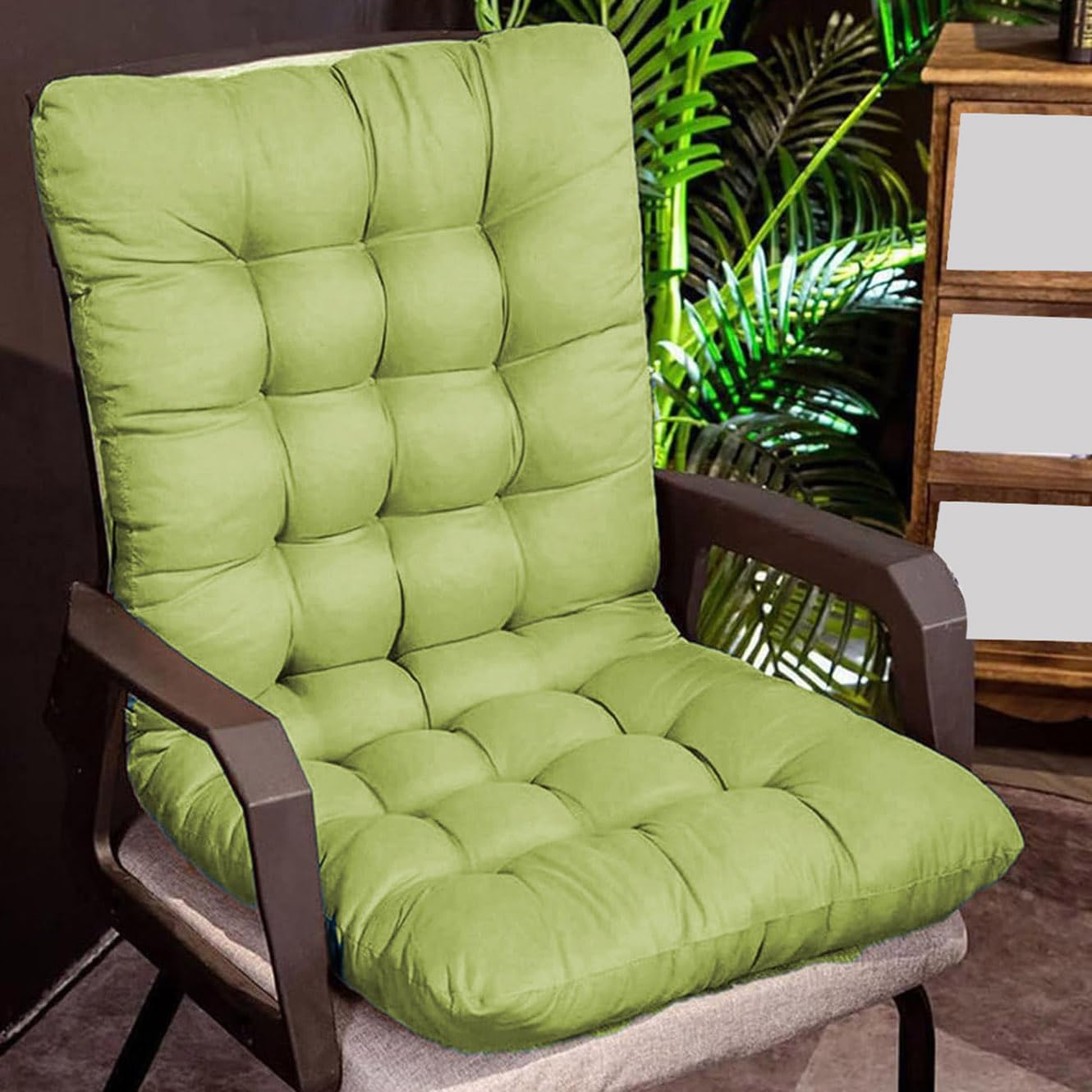 Cuscino ergonomico per sedia a sdraio, antiscivolo, per esterni, con supporto per schienale alto, per casa/ufficio/patio (80 x 50 cm, verde)