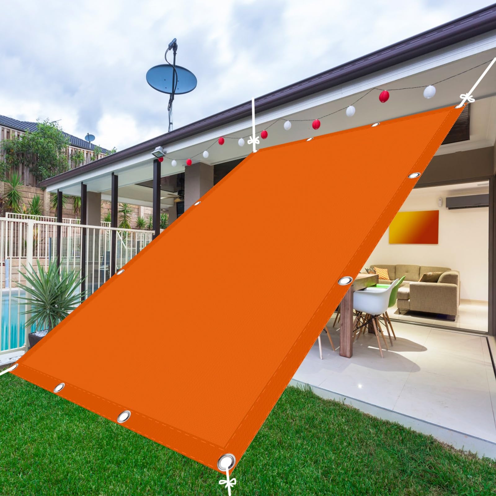 Sonnensegel 1x2.2m(3.28x7.22ft) Rechter Winkel Sonnensegel Sonnenschutz Reißfest Wetterfest Wetterbeständig für Garten Terrasse und Camping, Orange