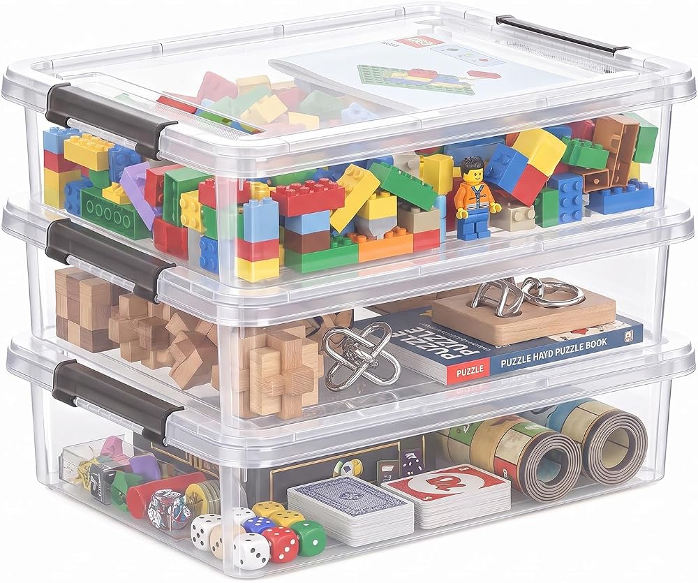 3Pack 6-QT Storage Bins with Latching Lids, Clear Plastic Bins — 사진 1