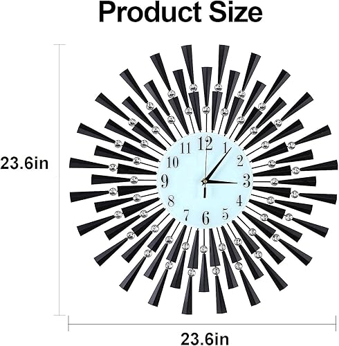 Miniatura 5 de Reloj de pared grande decorativo 3D sin tictac silenciosos relojes de cuarzo con números arábigos para sala de estar, decoración del hogar y cocina