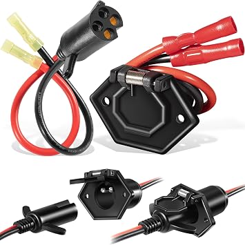 8M4000953 8M4000954 Trolling Motor Guide Power Plug and Receptacle Set, 2-Prong,12V, 24V, 36V Trolling Motors, Marine Boat Male Female Trolling Motor Quick Connector Electrical Plug Socket Kit