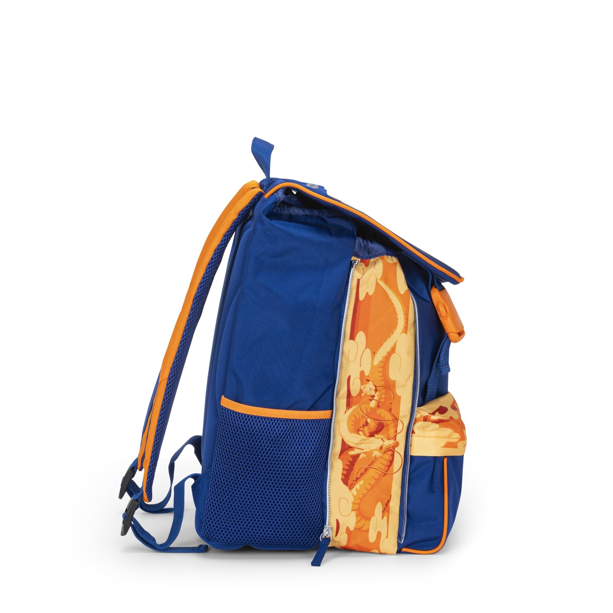 Franco Cosimo Panini Dragon Ball – Rucksack für Mittelschule, Ober- und Grundschule mit großen Räumen, Reißverschlüssen und verstellbaren und gepolsterten Schultergurten, Blau/Orange Ii, 29 x 41H x