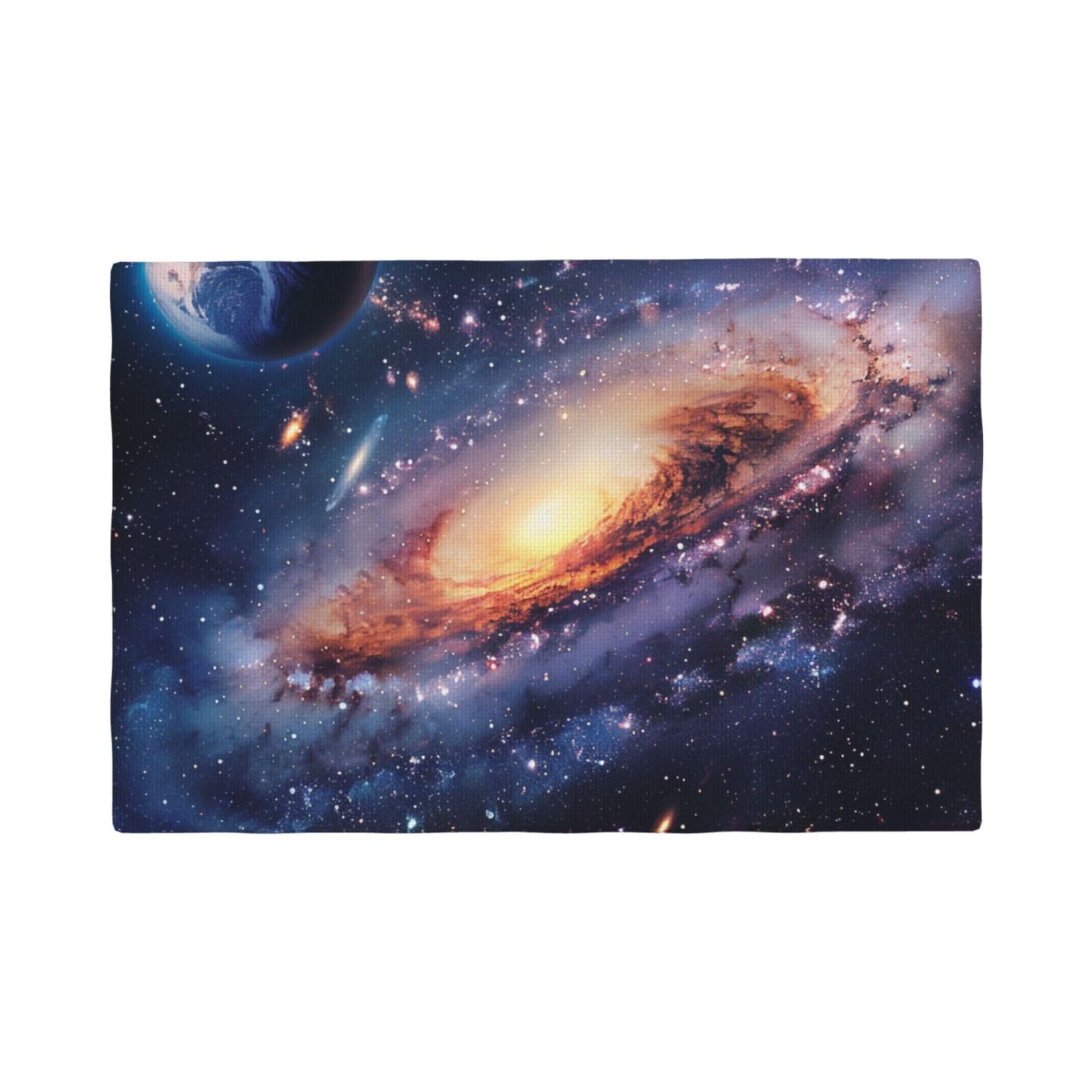 Universe Galaxy Outer Space Print Placemats Set, Heat Resistant Washable Placemat 12x18in Table Mats for Party Kitchen Dining Table Decoration Indoor Outdoor, Four Pieces
