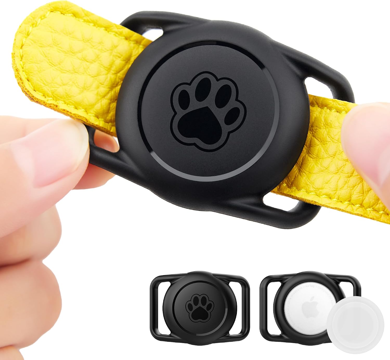 AirTag用犬用首輪ホルダー 2個パック アップグレードされた丈夫で快適なシリコンケース 犬の首輪用 防水 GPSトラッキングアクセサリー Airtagトラッカー用プロテクター