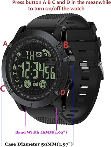 Miniatura 2 de Reloj deportivo digital para hombre, impermeable, uso al aire libre militar, podómetro, contador de calorías, multifunción, bluetooth, reloj
