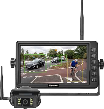 Haloview S7P AI System 720P HD RV Backup Camera Wireless Observation Camera System Built-in DVR Rearview and 7" Monitor System Adapter for Furrion Pre-Wired RV,Truck,Trailer,Truck,Camper,Van,Pickup
