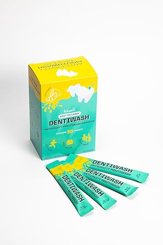 Miniatura 2 de Mouthwash Dentiwash - Paquetes portátiles de tamaño de viaje, sin alcohol, tensioactivo, conservantes y colorantes artificiales, evita caries,