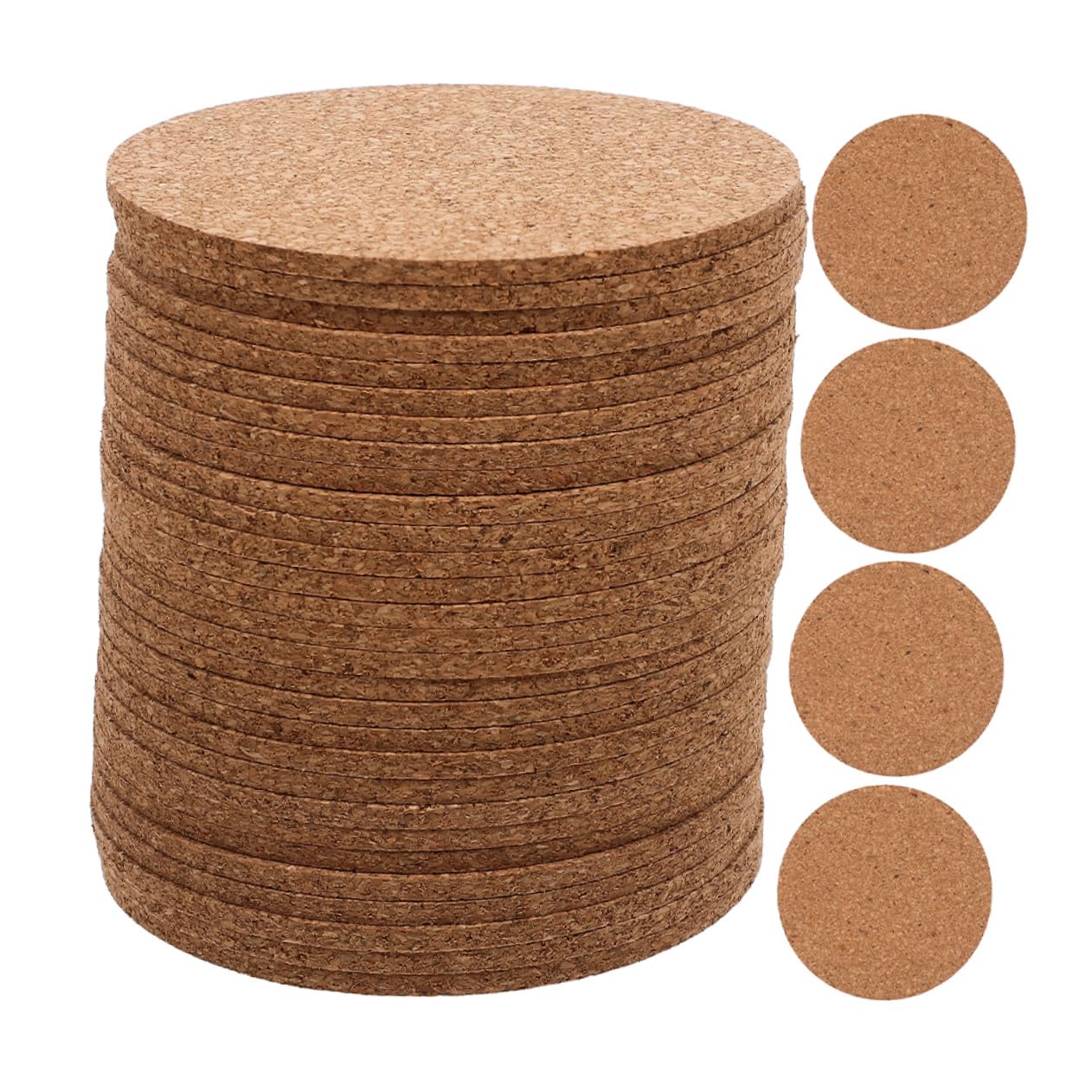 Dessous de verre ronds liège antidérapants isolants de 4 mm
