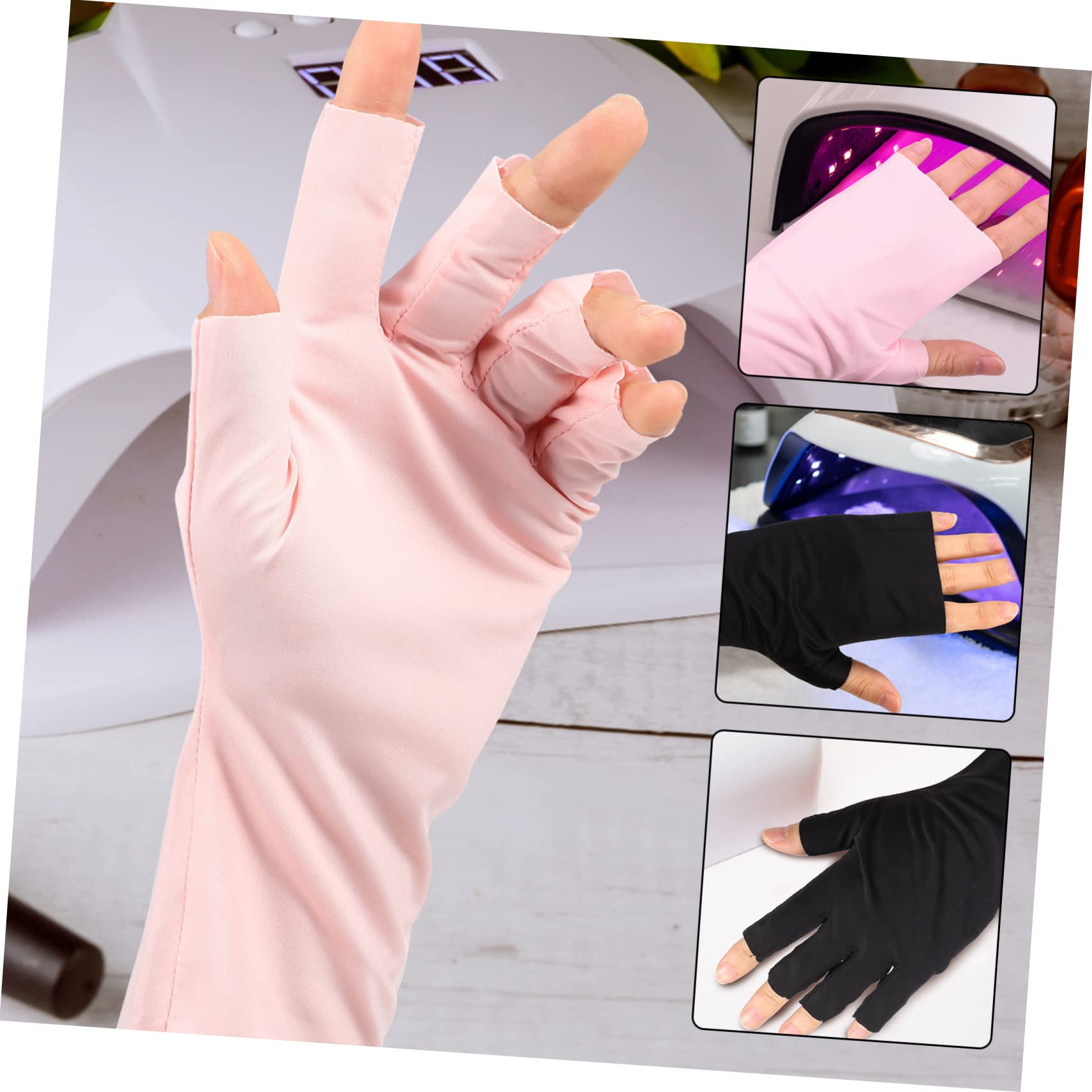 FRCOLOR 3 Set Di Guanti Per Unghie Guanti Per Unghie in Gel Per Manicure Per Donne E Ragazze Design Senza Dita Materiale in Nylon Elastico Confortevole 4 Paia * 3