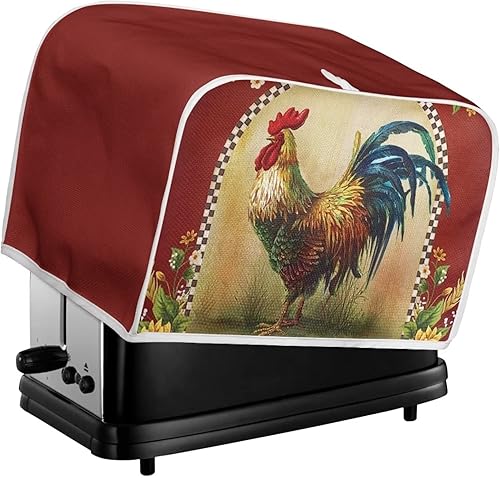 Miniatura 5 de UNICEU Cubierta para tostadora con estampado de gallo, 4 rebanadas, decoración de electrodomésticos de cocina, horno pequeño, tostadora, cubierta