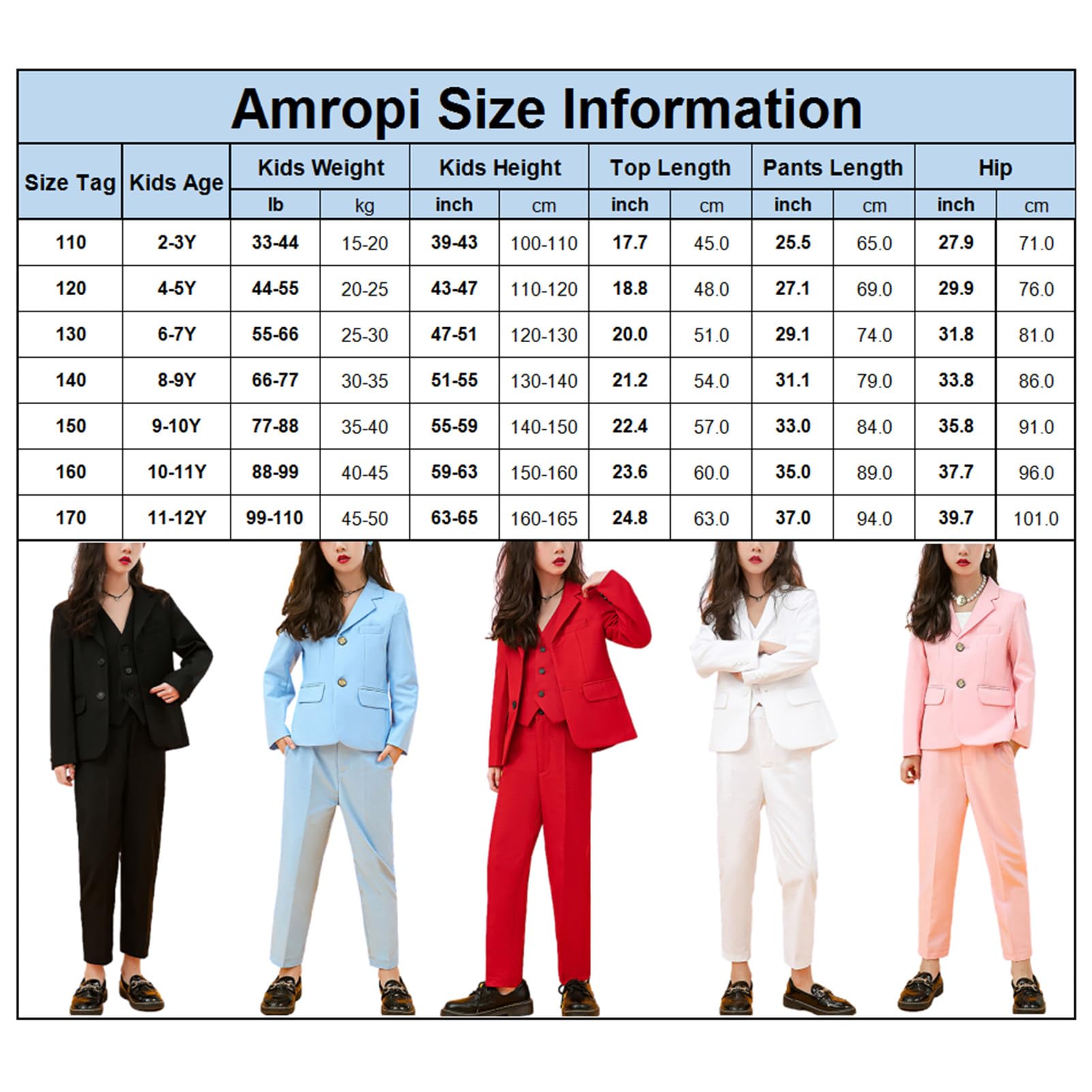 amropi Completo da Bambini Ragazzi 2 Pezzi Giacca Blazer e Pantaloni Abito da Cerimonia Abbigliamento Set per 2-12 Anni