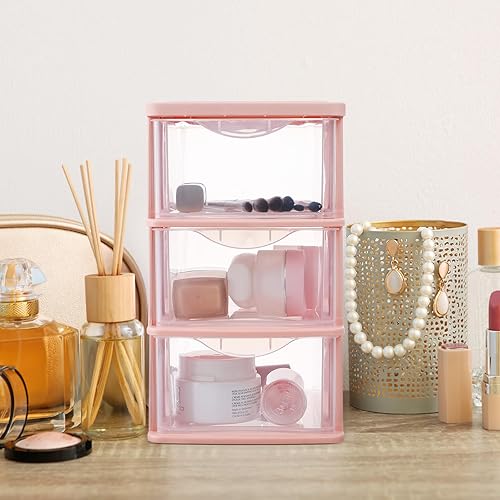 Miniatura 2 de Caja de almacenamiento transparente de escritorio, organizador de cajones de plástico, estuche de almacenamiento de cosméticos, pequeño organizador