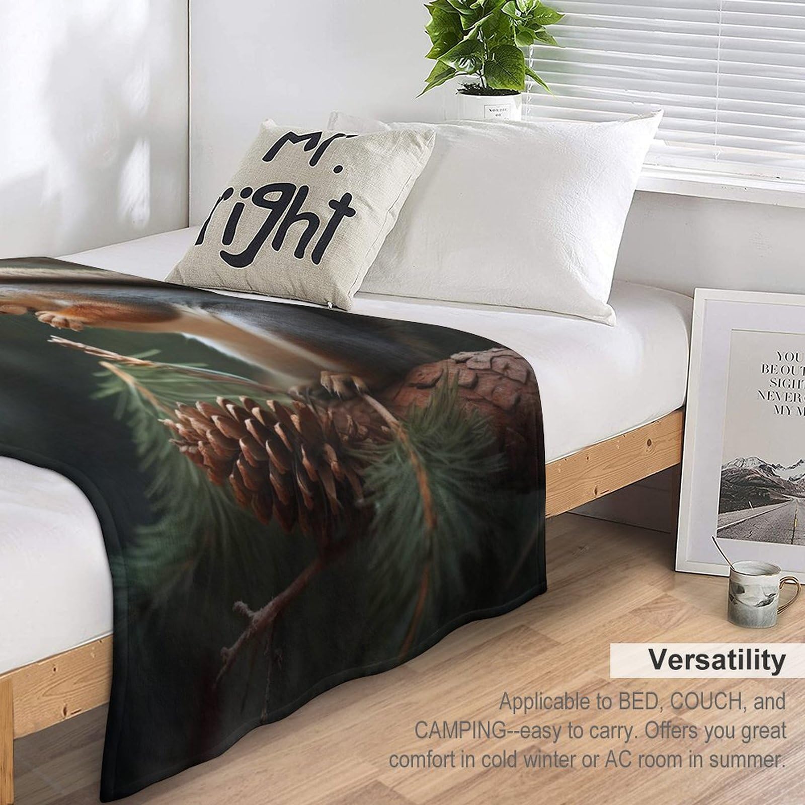 Flauschige Decke Eichhörnchen Flannel Fleecedecke 150×200cm für Sofa Couch Wohndecke