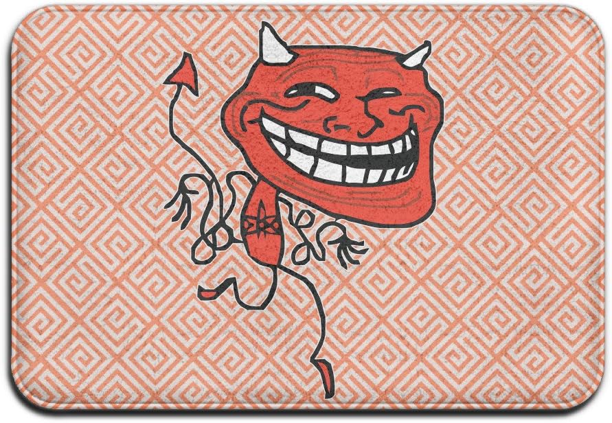 Troll Devil Evil Smail Face Square Non Slip Doormat Short Plush Material Graphic-Print Commemorative Edition Front Door Mats