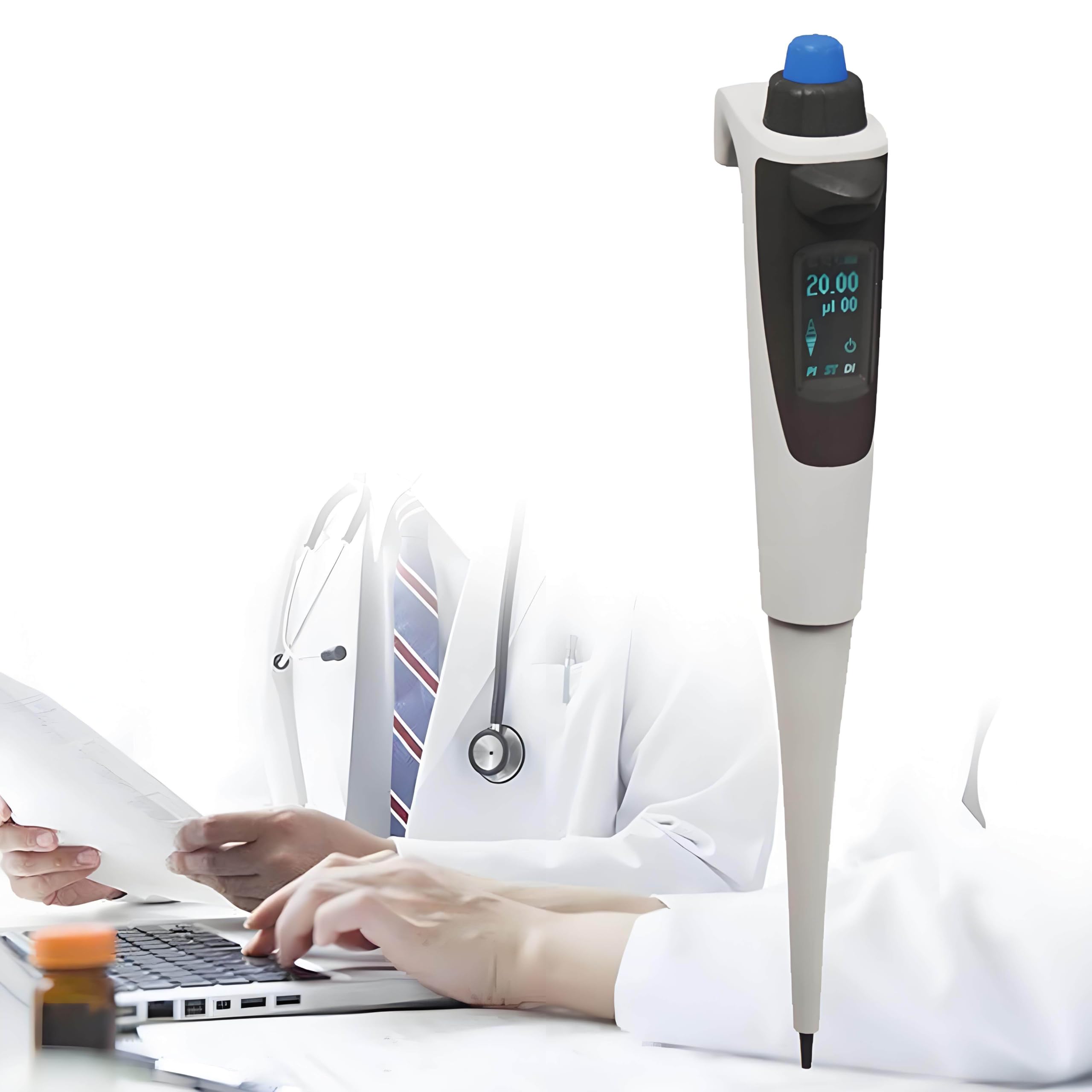 Pipeta electrónica, pipeta ajustable de un solo canal de 0,5 a 1000 µL, ideal para pipetear, mezclar, paso a paso y dilución