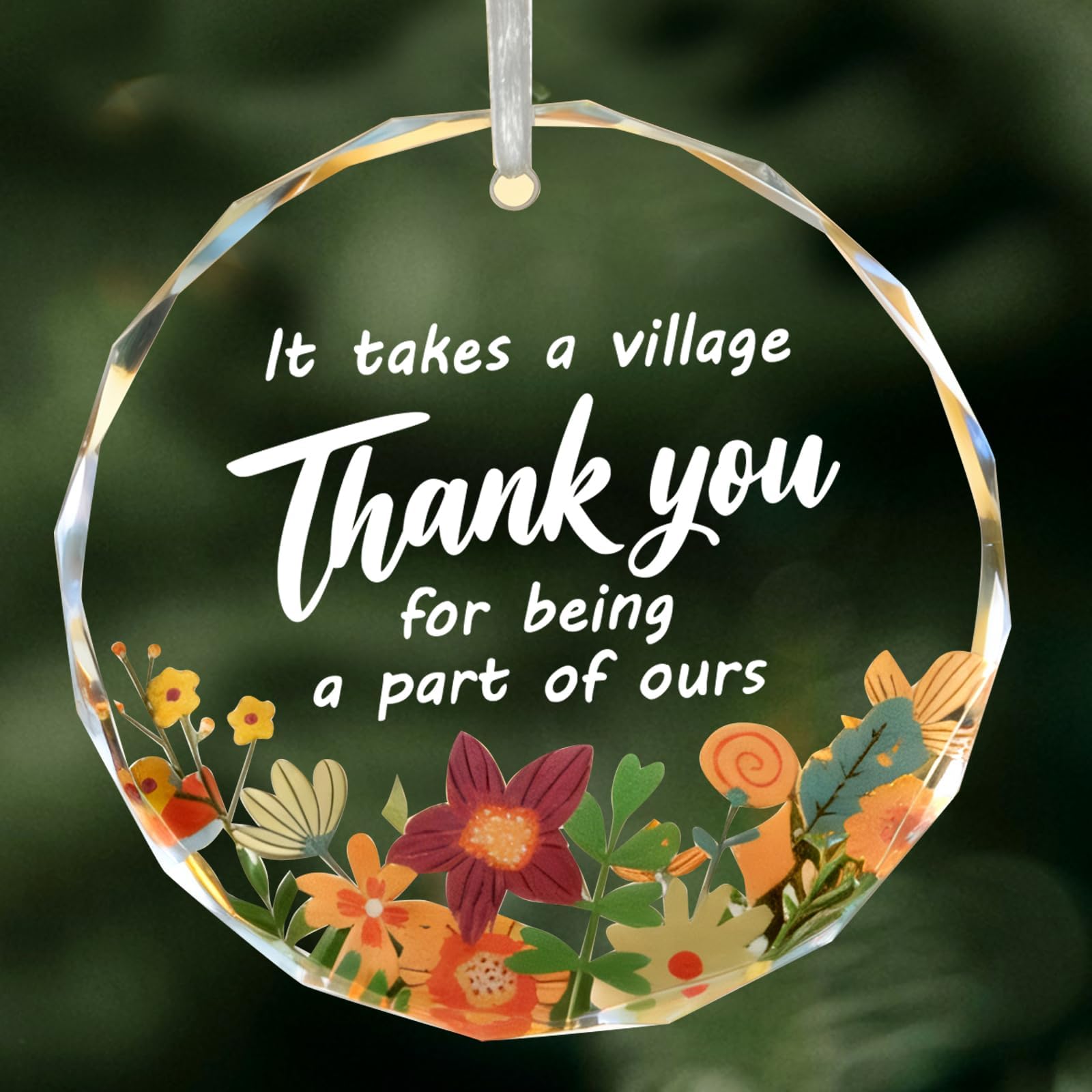 Teacher Gifts for Women,Appreciation Gifts for Coworkers Employee Nurse Daycare Nanny Babysitter,Thank You Gifts for Women/Men-It Takes a Village Christmas Glass Ornament