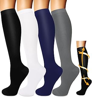 Iseasoo 4 Pairs-Compression Socks for Men Women Circulation-Best Support for Nurses,Running,Athletic