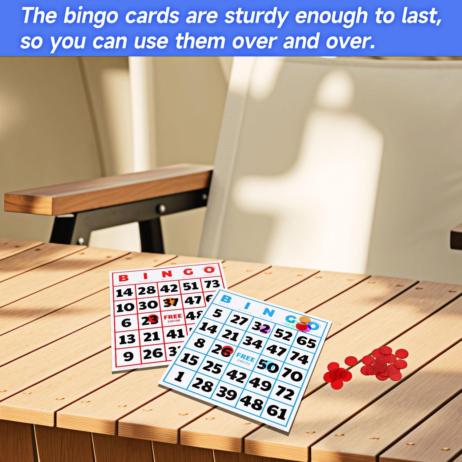 GSE Jumbo Bingo Cards with Easy-Read Numbers, 50 Reusable Bingo Sheets