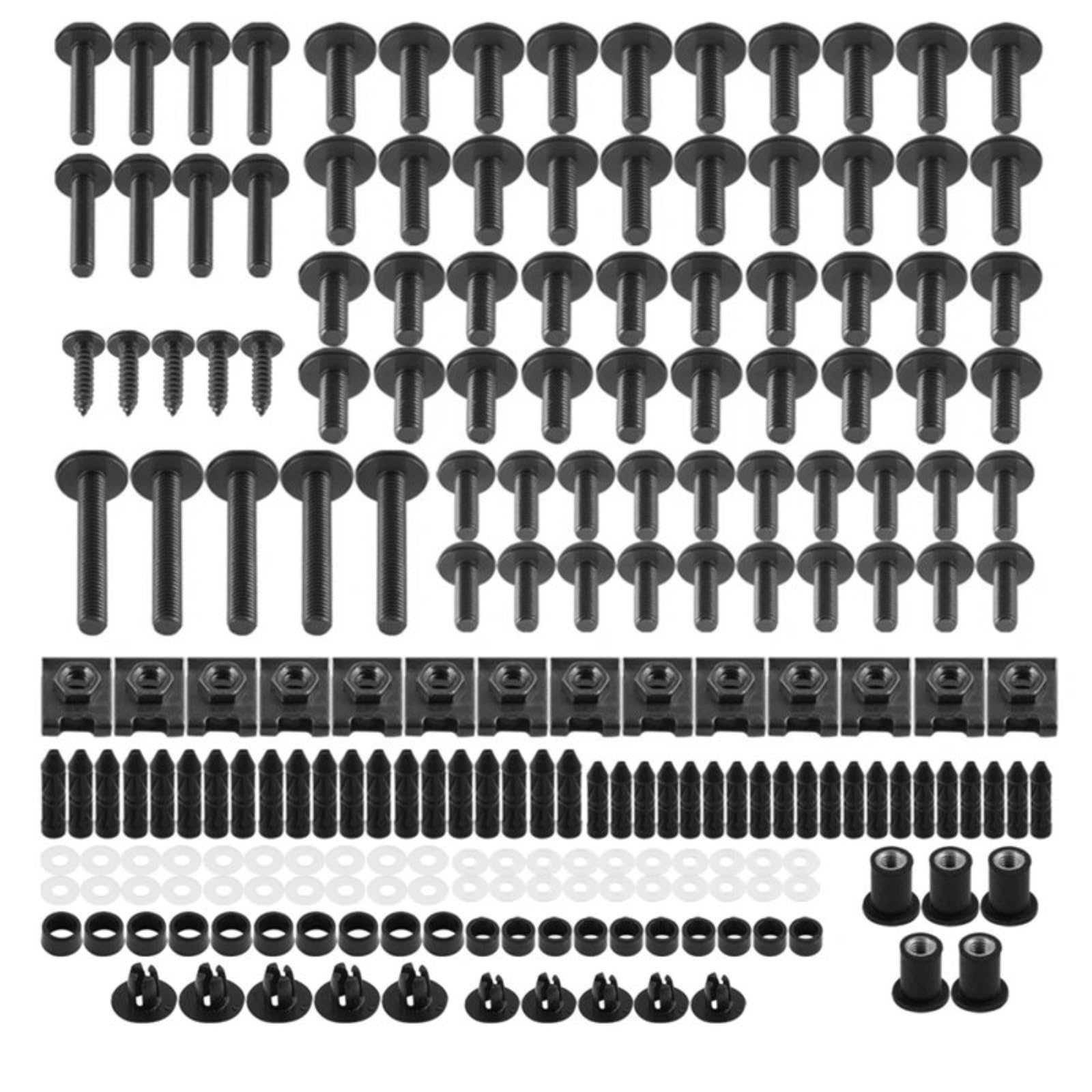 Moto Viti per carrozzeria Compatibile con M5 M6 Parti Generali Moto Bulloni Viti Dadi Moto Carrozzeria Viti Carena Bulloni Kit 190 Pezzi 6mm 5mm(Black)