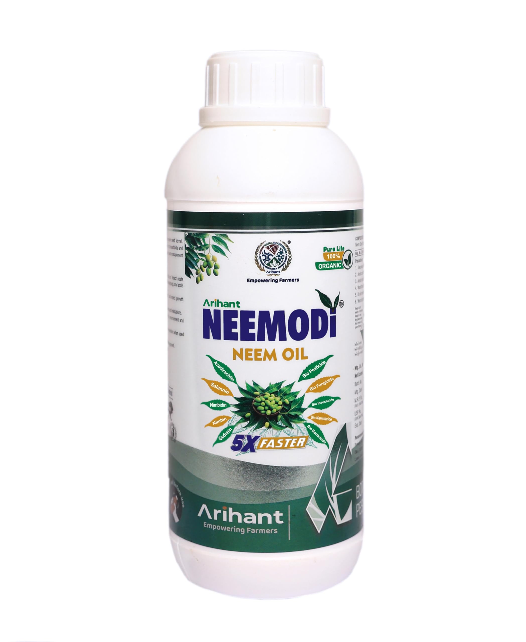 ARIHANT Neem Oil Azadirachtin 1500 PPM with Bio Control Agent | 5X Faster for Plant Health | Botanical Pesticide | Eco-Friendly | Solvent-Free | Water-Soluble | Plant Booster (250 ml)