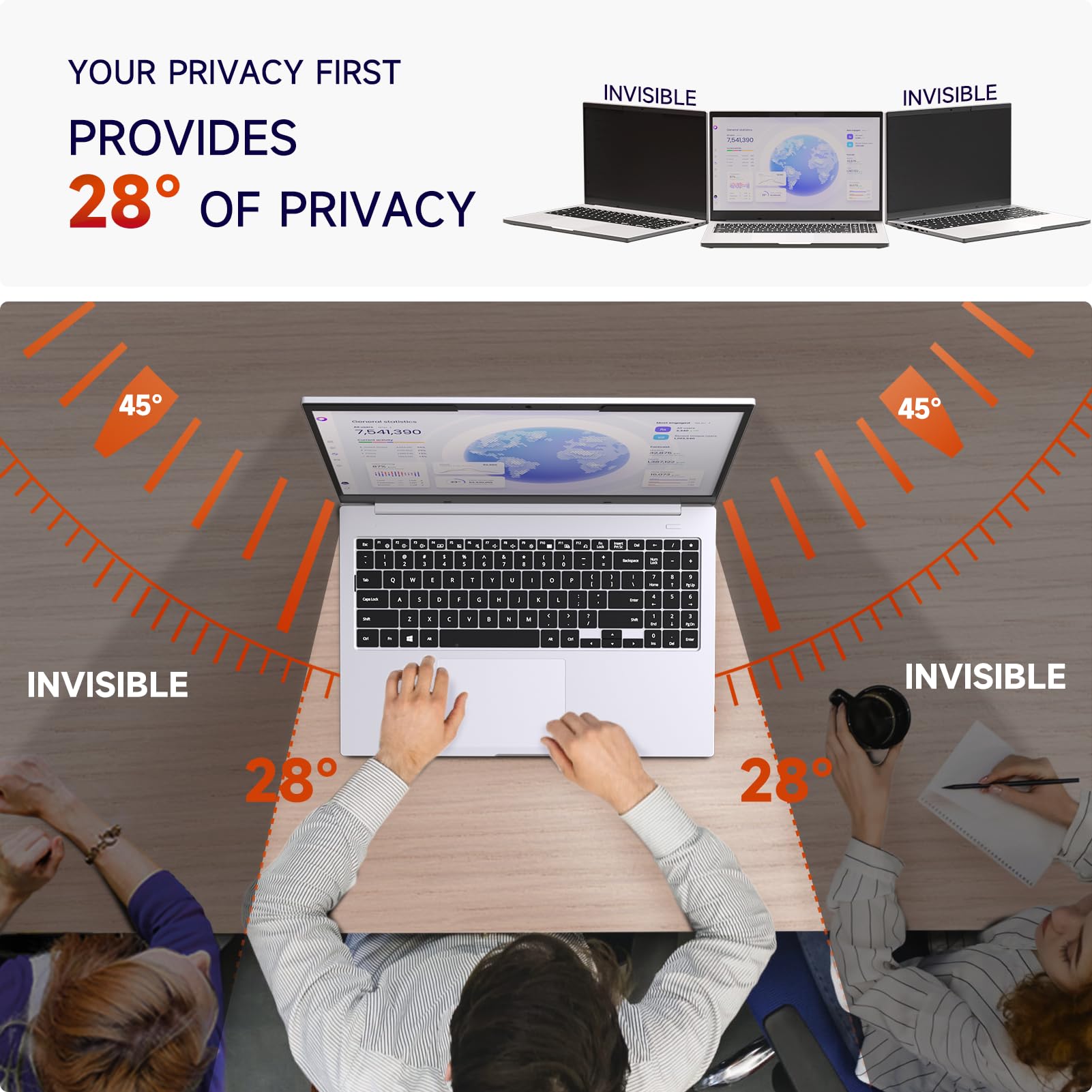 Mamol Magnetico Filtro Privacy 14 Pollici 16:10, Filtri Schermo per Computer Portatile con HP/dell/Acer/Thinkpad/Samsung/ASUS/Sony, Installazione Immediata, Pellicola Protettiva Rimovibile
