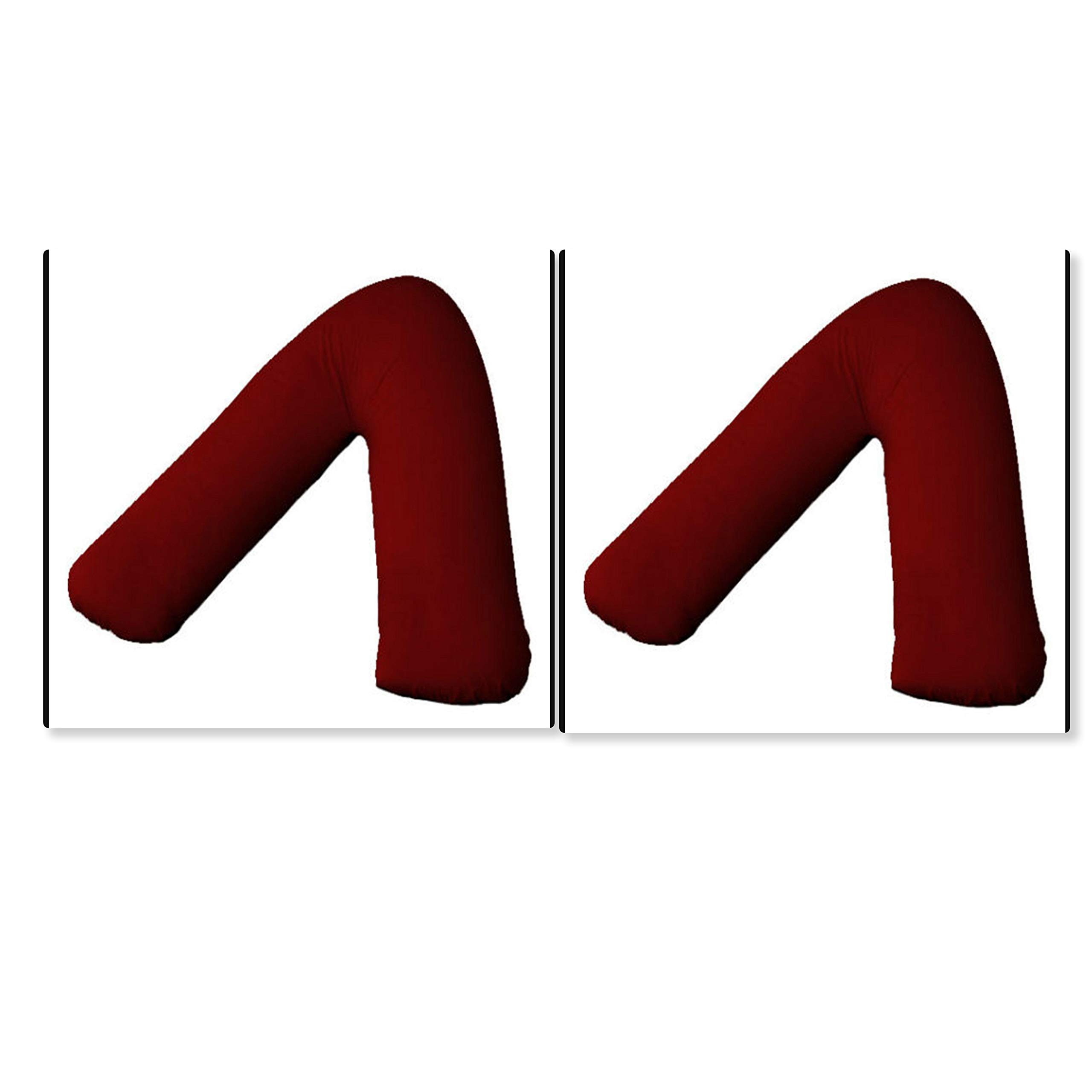 ARLINENS Poly Cotton Back & Neck/Pregnancy Support V Shaped pillowcases, V shaped pillow Covers Available in pack of 2 (Burgundy)