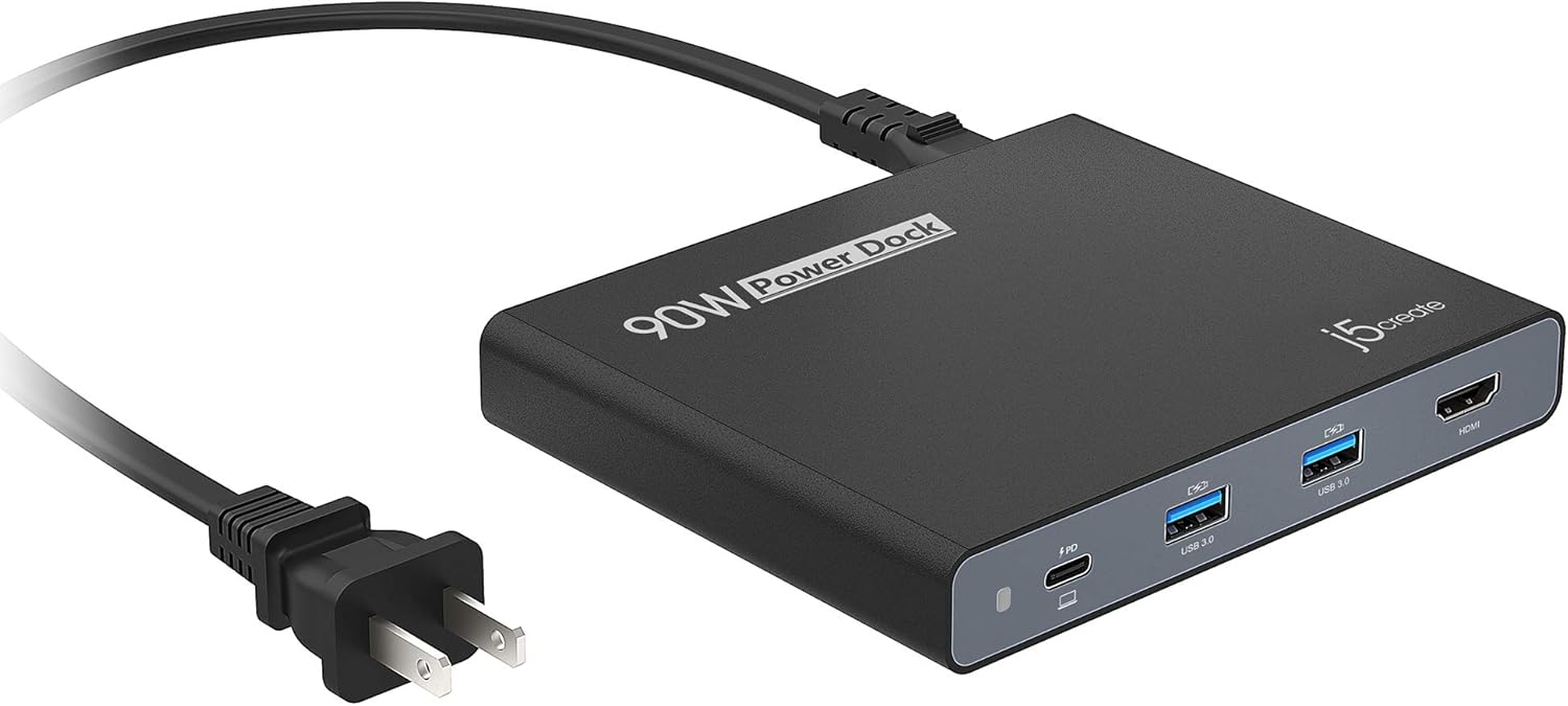 j5create USB-C Travel Hub with PD 65W Power Supply - for Travel or Business Trip - Charging Adapter Hub with 4K HDMI, USB-A x 2 - for MacBook Air/Pro 13, Surface Pro, and USB-C Laptop (JCDP392)