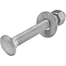 1/2" x 4" 25 Pack Galvanized Carriage Bolt Kit Grade 307A Includes 1/2" USS Flat Washers 25 pcs and 1/2"-13 Hex Nuts 25 pcs, Hot Dip Galvanized for Exterior Use by Makers Bolt