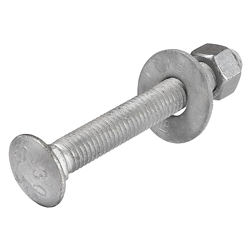 Vista 16 de Kit de pernos de carro galvanizado de 1/2 x 10 pulgadas (25 unidades), grado 307A, incluye arandelas planas USS de 1/2 pulgada (25 piezas) y tuercas