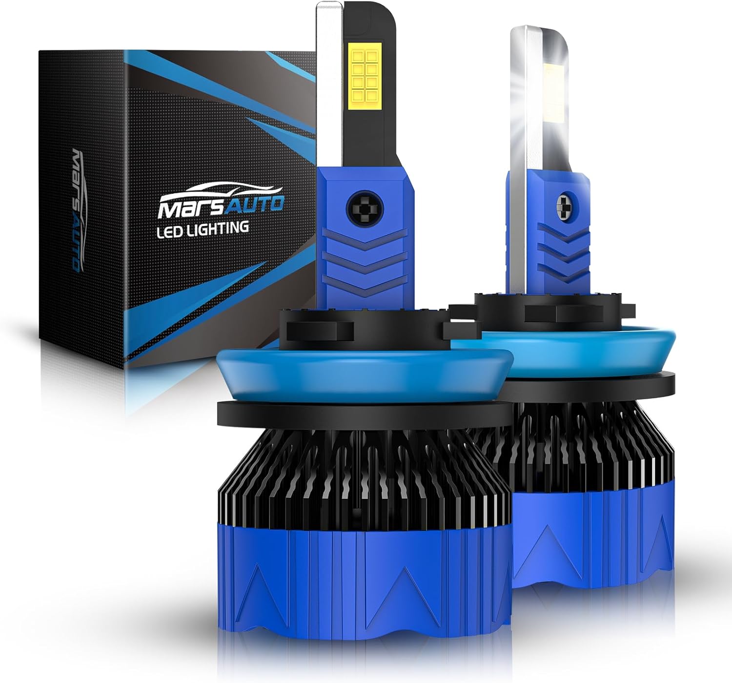 Marsauto H11 light Bulbs, 50000LM Super Bright, 1:1 Mini Size, 6500 Cool White H9 H8 Fog Lights, Plug and Play, Canbus ready, Pack of 2